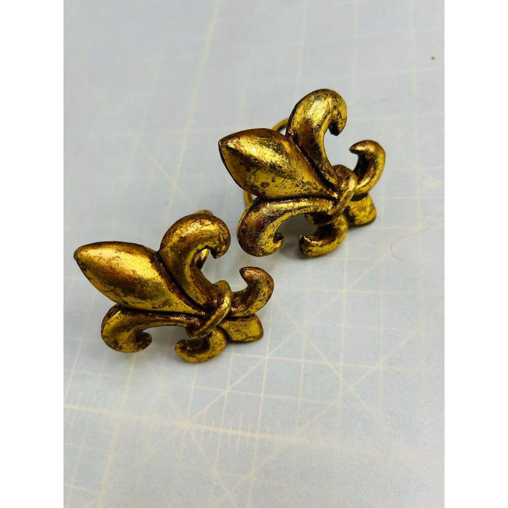 Fleur de Lis Decorative Napking Holders Set of 2 Gold Tone Vintage Look